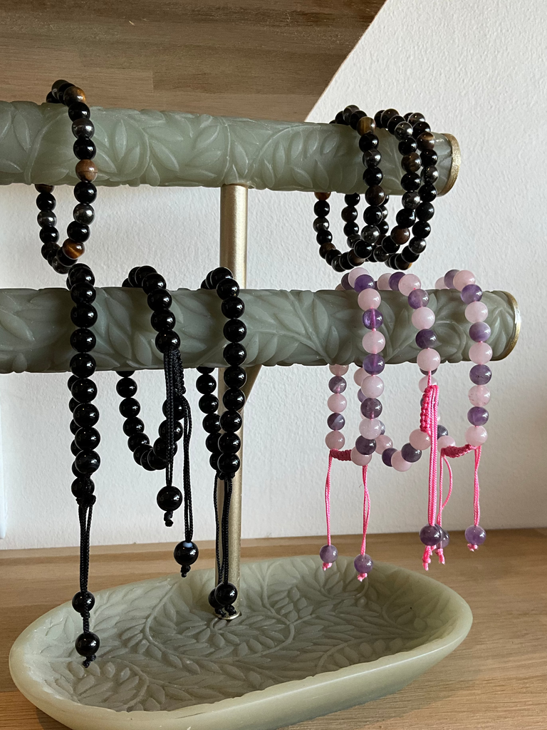 Amethyst and Rose Quartz Adjustable Bead Bracelet
