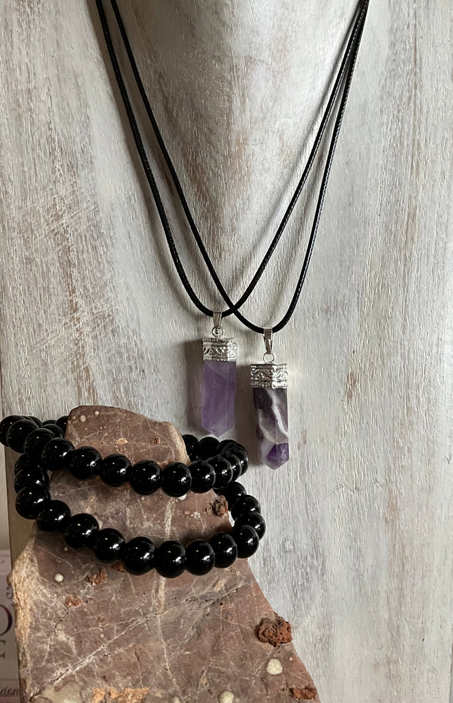 Assorted Crystal Point Necklace and Bead Bracelet Set