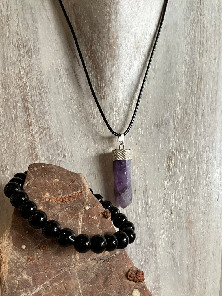 Assorted Crystal Point Necklace and Bead Bracelet Set