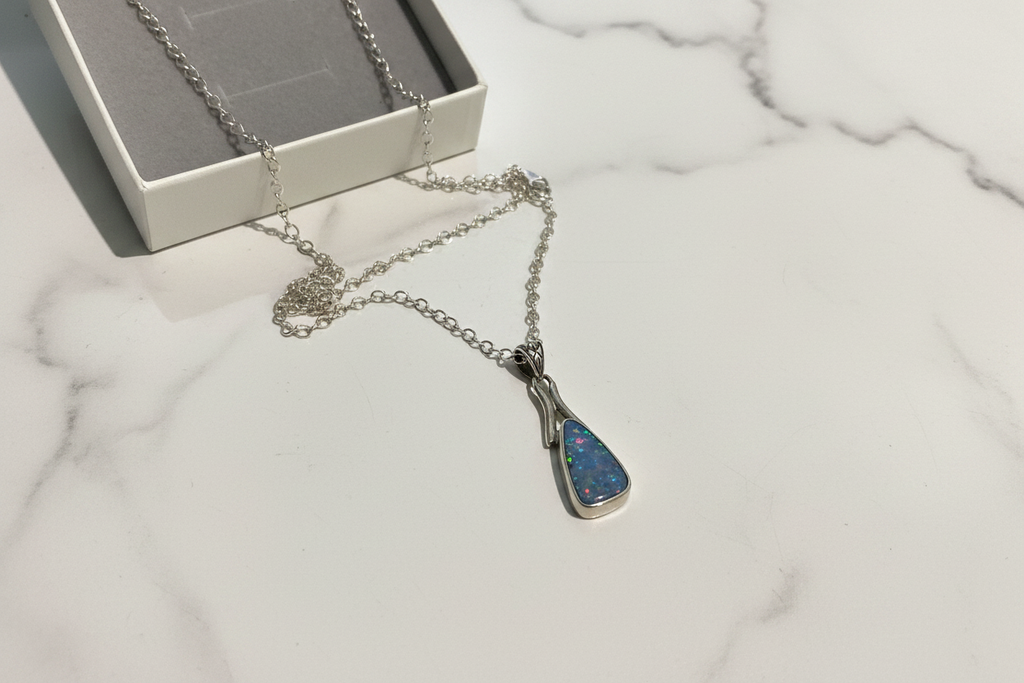 Silver Opal Pendant and Necklace