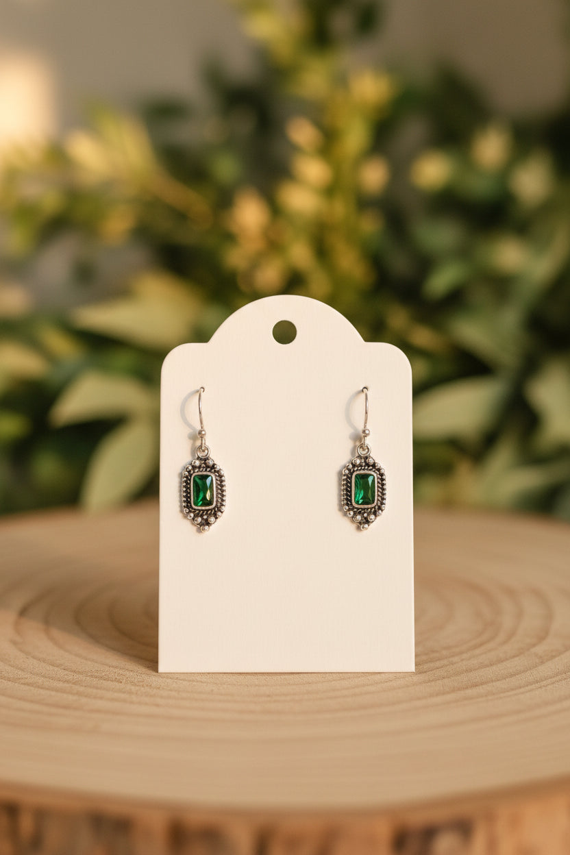 Sterling Sliver Green Quartz Earrings