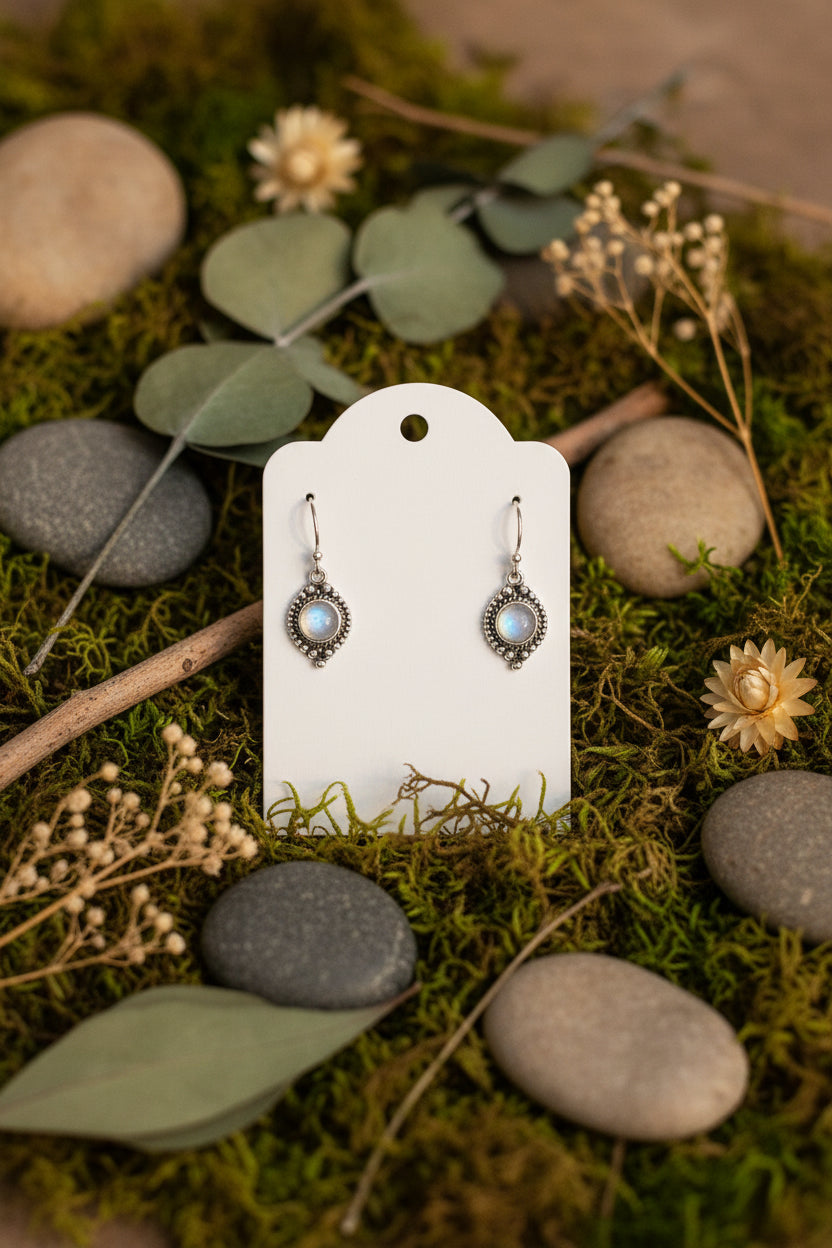 Sterling Sliver Moonstone Earrings