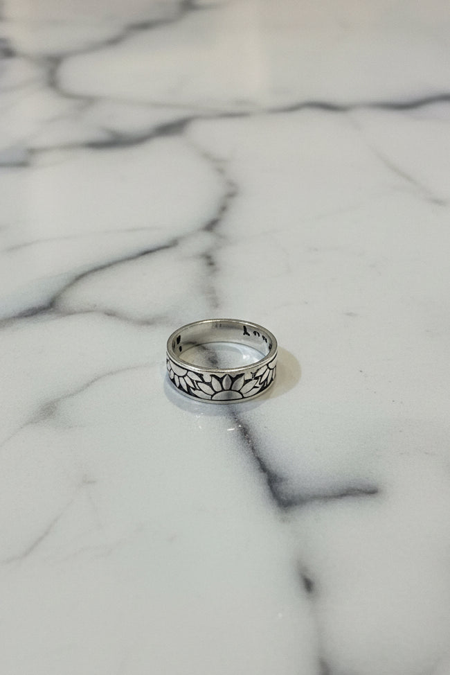 Sterling Sliver Sunflower Ring - Size 8