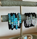 Matte Blue Aura Quartz and Matte Black Obsidian Bead Bracelet
