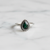 Silver Teardrop Green Quartz Ring Size 6