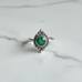 Silver Round Green Quartz Ring Size 6