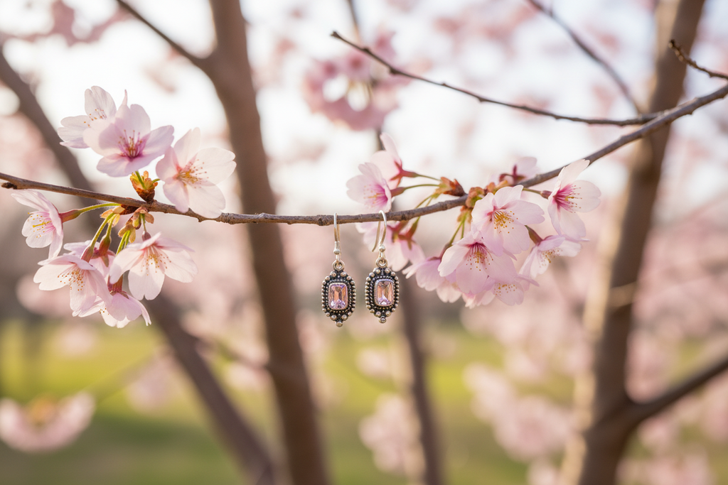 Silver Pink Zirconia Earrings