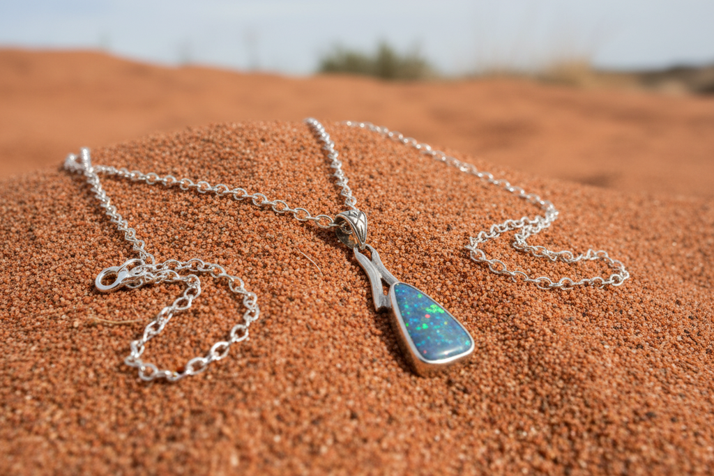 Silver Opal Pendant and Necklace