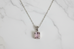 Silver Square Amethyst Pendant and 50cm Necklace