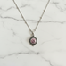 Silver Round Pink Zirconia Pendant and 50cm Satellite Chain