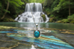 Silver Oval Turquoise Pendant and 55cm Satellite Chain