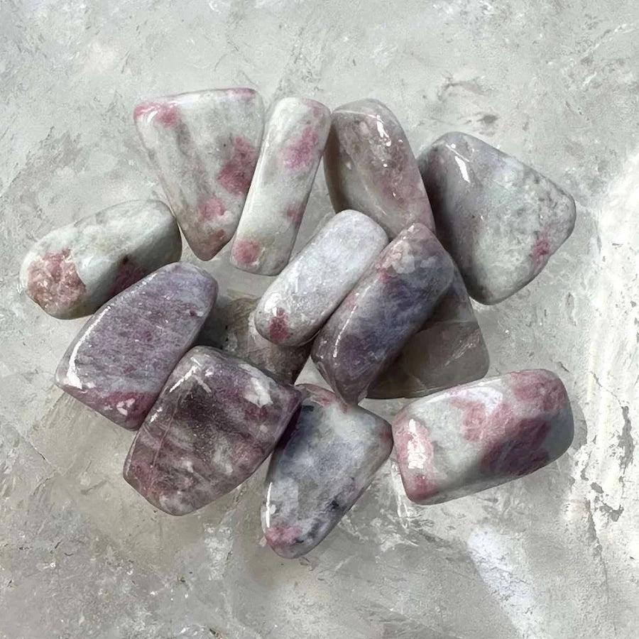 Tumbled Pink Tourmaline in Quartz -  High Frequency Crystal - Premium Collection