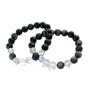 Silver Sheen Obsidian & Clear Quartz Bracelet