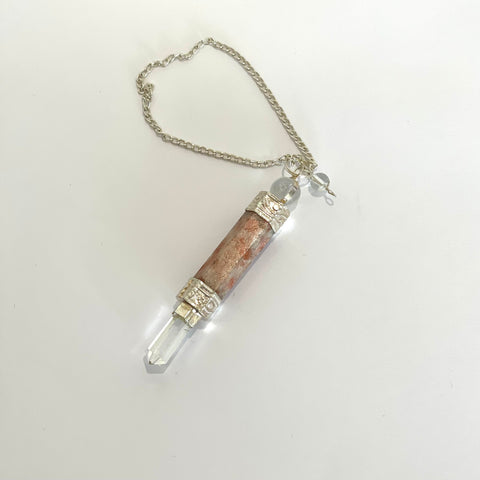 Sunstone w/ Clear Quartz Pendulum Wand